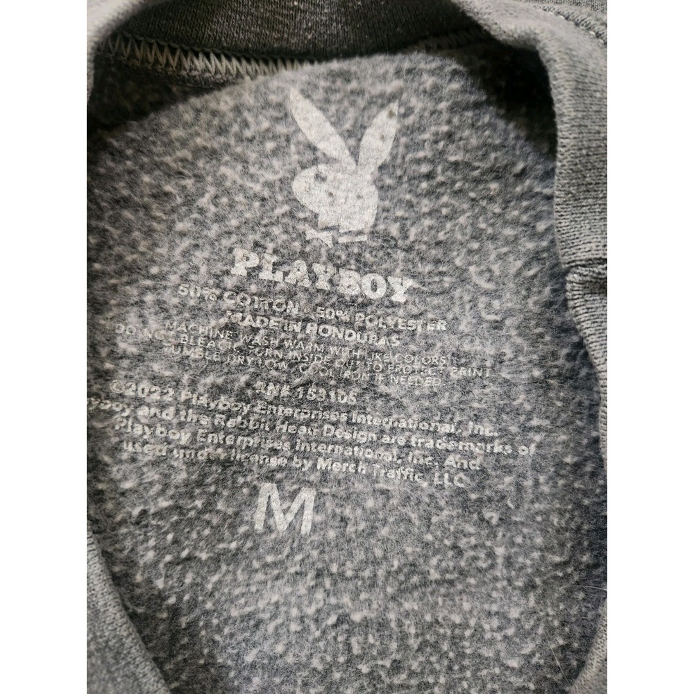 Playboy Bunny Logo Sweatshirt Crewneck Pullover Size M Gray Unisex Casual - Picture 5 of 7